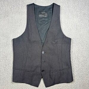 AllSaints Spitalfields Mens Gray Pinstripe Wool Blend Waistcoat Vest Size 40
